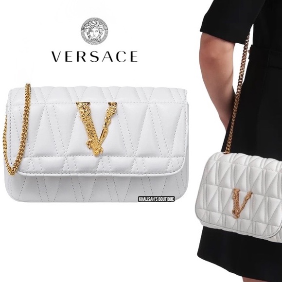 NWT Authentic VERSACE Virtus Quilted Medallion Shoulder Bag White BRAND NEW!!! - Picture 9 of 17
